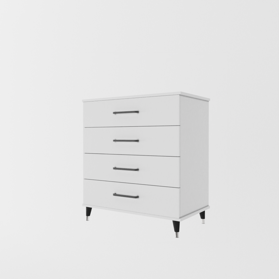 yılwood Şifonyer Aynalı Dört Çekmeceli (PARLAK BEYAZ)