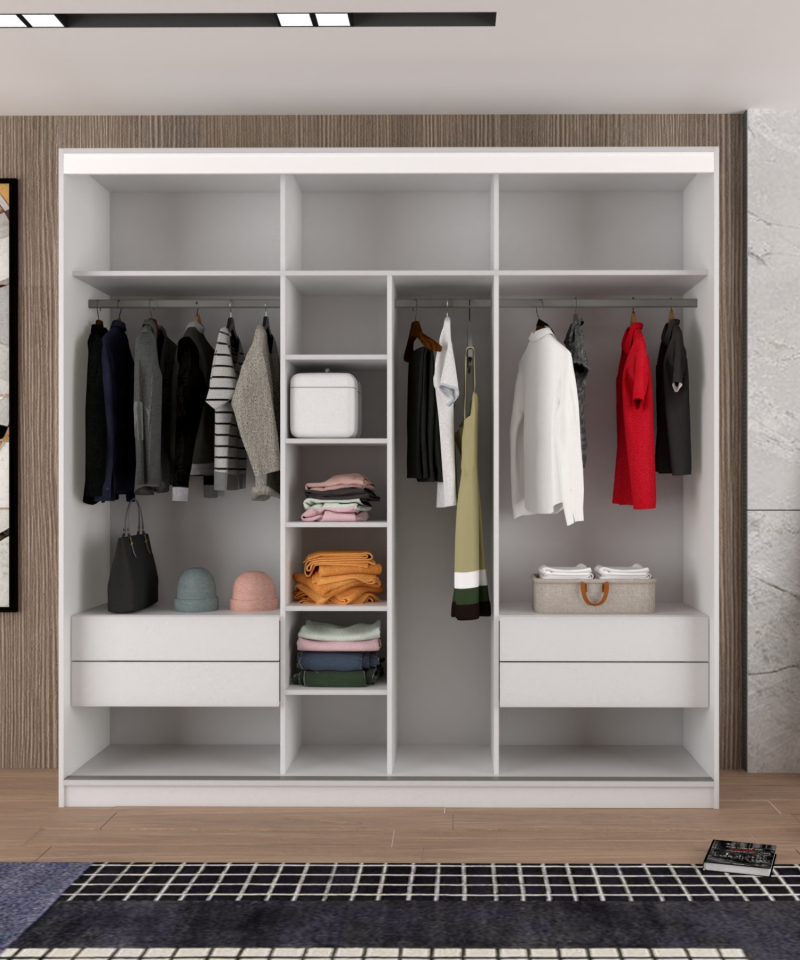 Sürgülü Gardırop Boydan Kapaklı 240/245 Cm Çıtasız Dolap