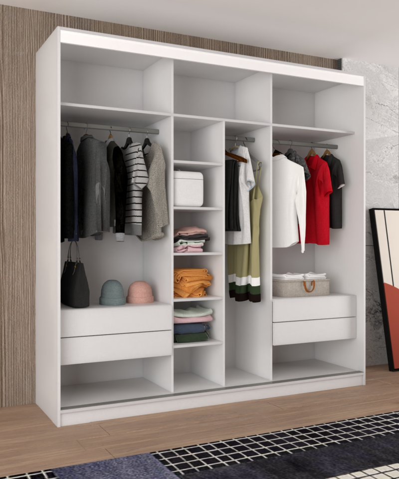 Sürgülü Gardırop Boydan Kapaklı 240/245 Cm Çıtasız Dolap