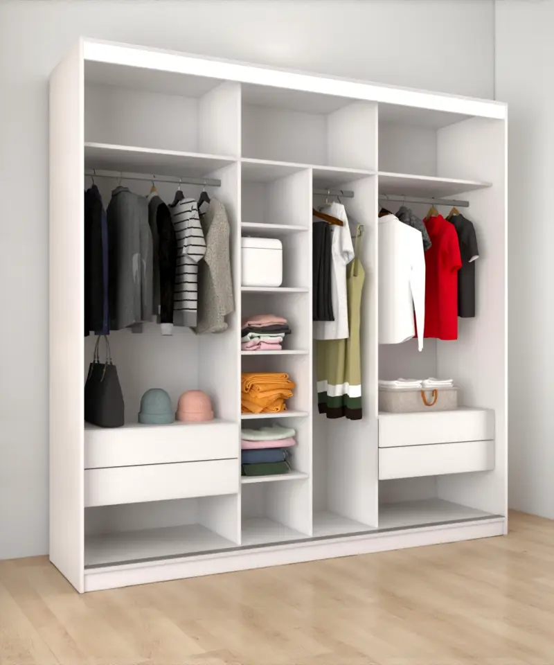 Sürgülü Gardırop Boydan Kapaklı 240/245 Cm Çıtasız Dolap