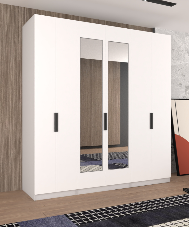 KapaklıBoydanAynalı230/245cmTav.Kadar Gizli Çek.PARLAK BEYAZ