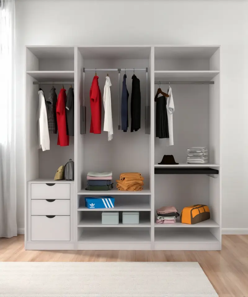 KapaklıBoydanAynalı230/245cmTav.Kadar Gizli Çek.PARLAK BEYAZ