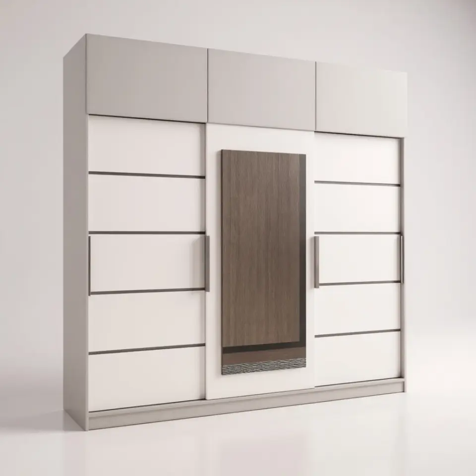 Sürgülü Gardırop Kısmi Kapaklı 240/245 Cm  (PARLAK BEYAZ)
