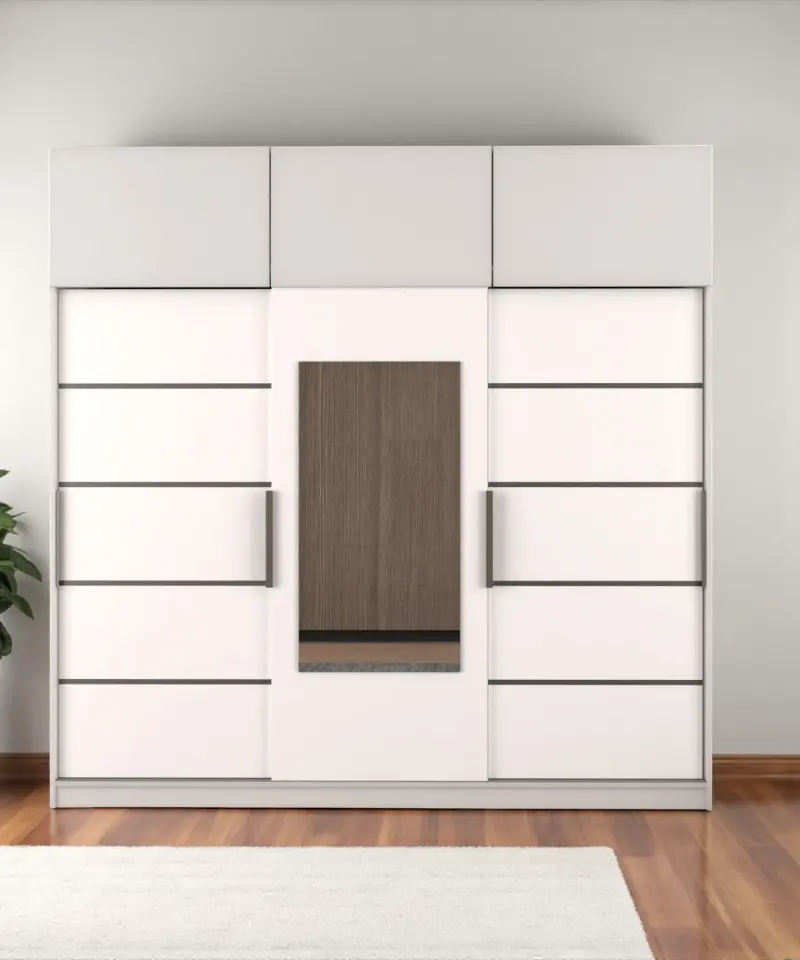 Sürgülü Gardırop Kısmi Kapaklı 240/245 Cm  (PARLAK BEYAZ)