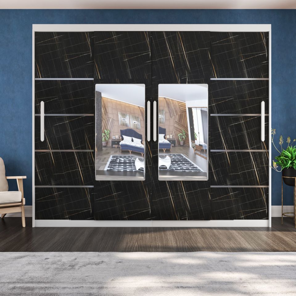 Sürgülü Gardırop Dört Kapaklı Aynalı 320/230CmP.BEYAZ SONATA