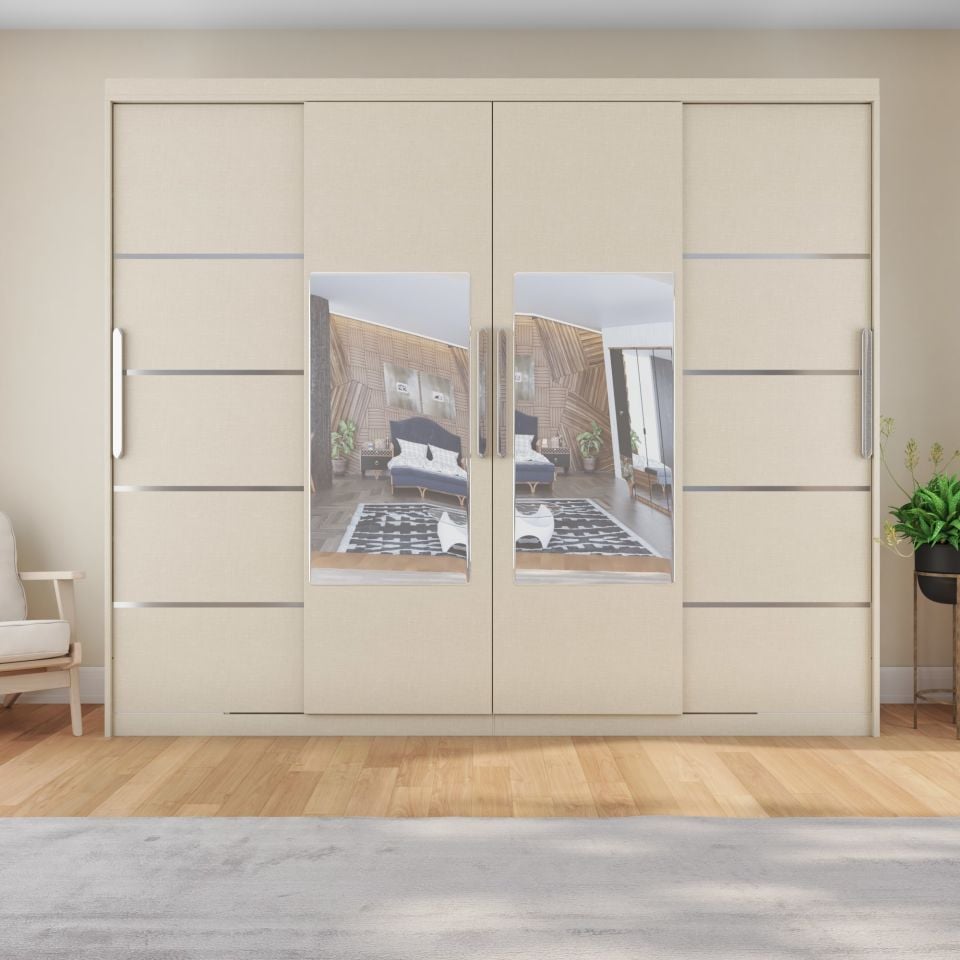 Sürgülü Gardırop Dört Kapaklı 360/210cm (KOTON VİZON) Rengi