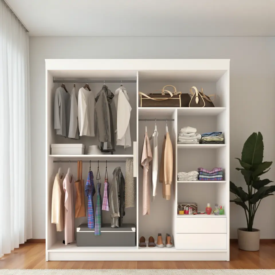 İki Kapaklı Sürgülü Gardırop (140/210lık) Parlak Beyaz - UD