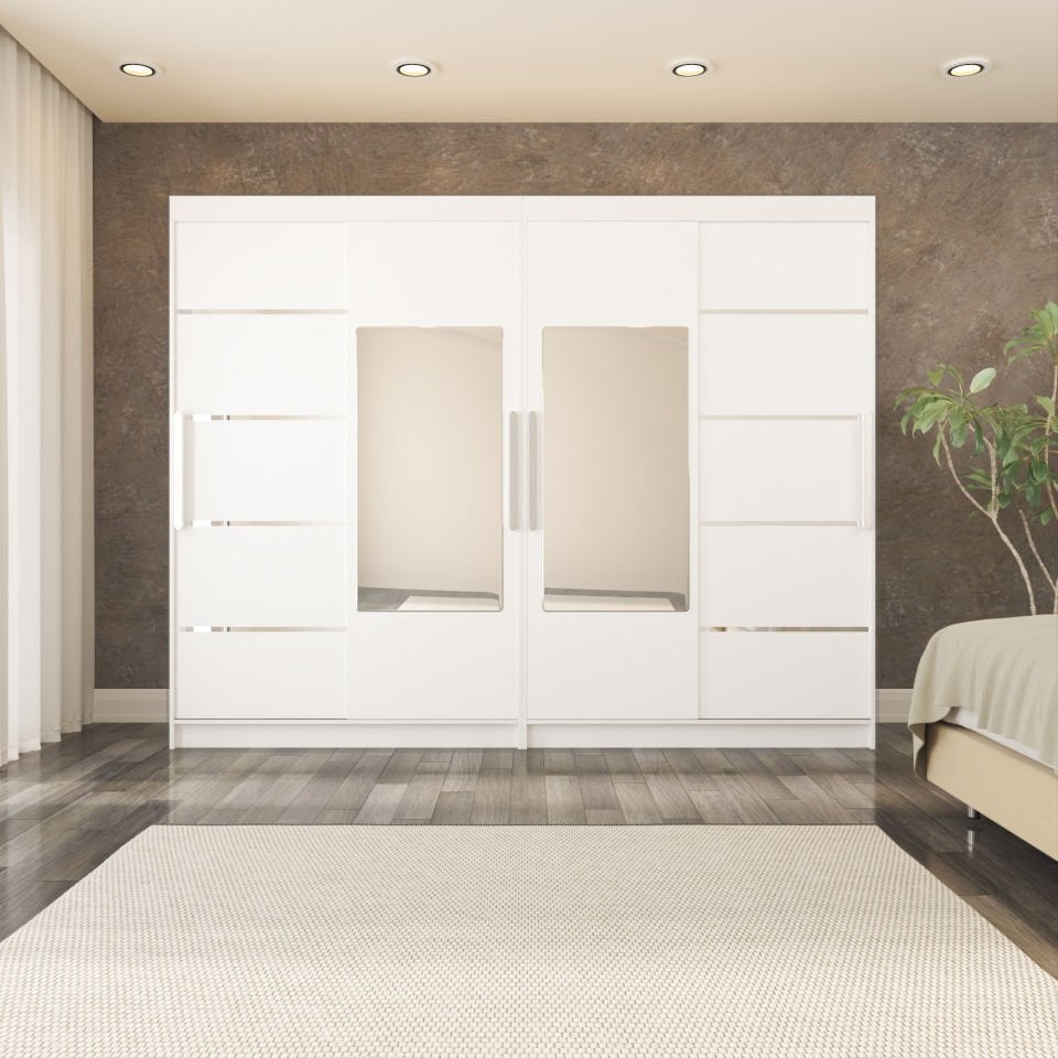 Sürgülü Gardırop Dört Kapaklı 280/210 Cm (PARLAK BEYAZ)