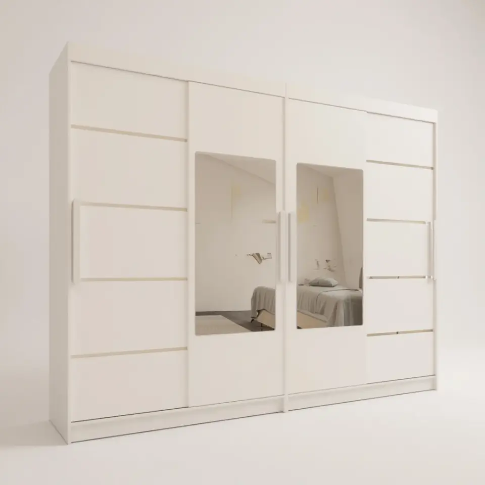 Sürgülü Gardırop Dört Kapaklı 320/210 Cm (PARLAK BEYAZ)