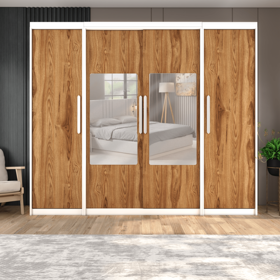 iki Boydan Kapaklı Orta Sürgülü Dolap 260 (PARLAK BEYAZ UD)