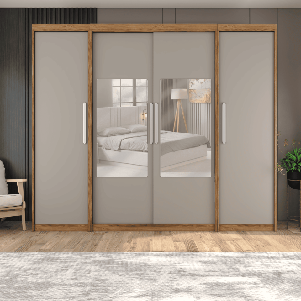 Boydan Kapaklı Orta Sürgülü Dolap 260/210cm KÜL GRİ UD