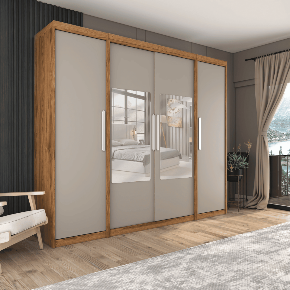 Boydan Kapaklı Orta Sürgülü Dolap 260/210cm KÜL GRİ UD