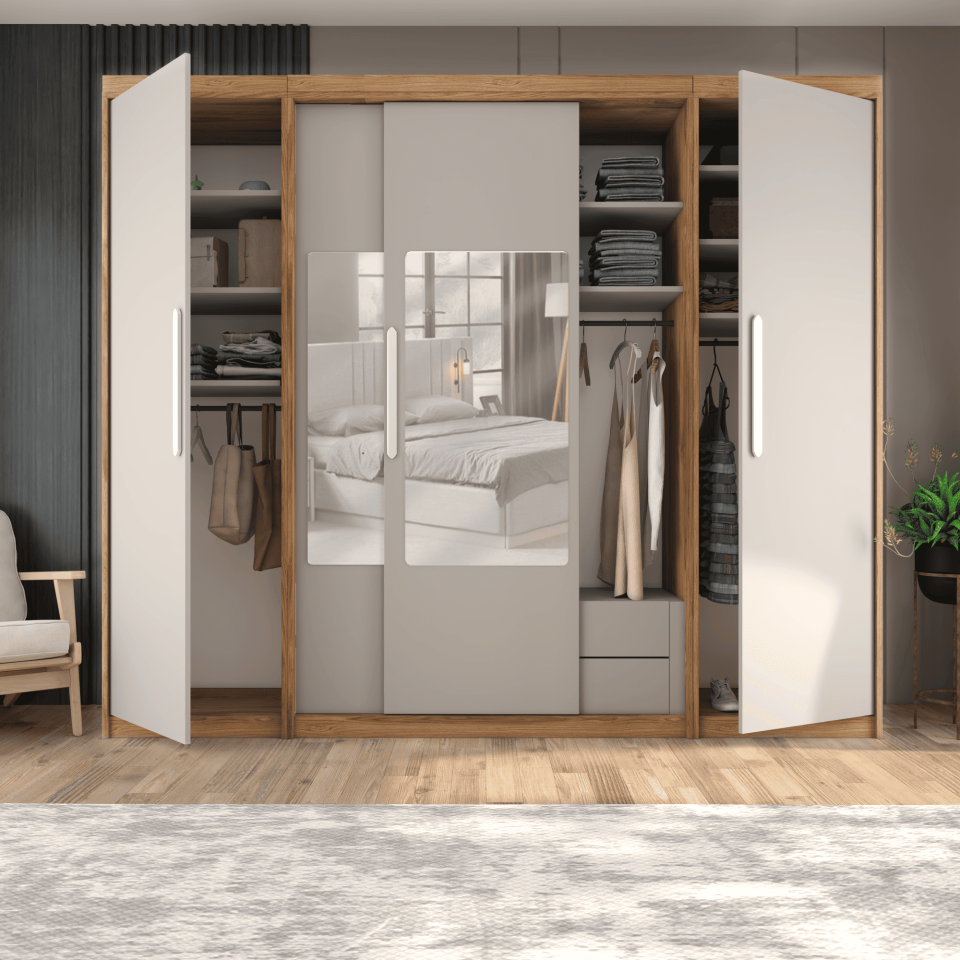 Boydan Kapaklı Orta Sürgülü Dolap 260/210cm KÜL GRİ UD