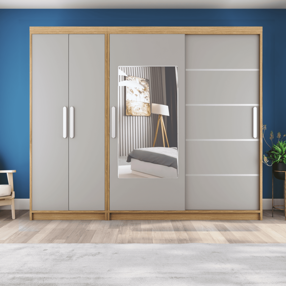 Sürgülü Gardırop Kısmı Kapaklı 270/210 cm (KÜL GRİ+UD)