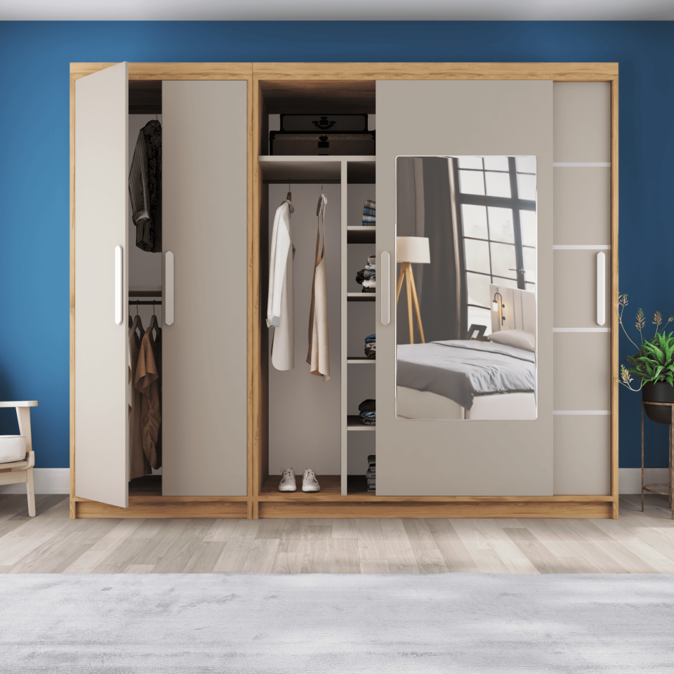 Sürgülü Gardırop Kısmı Kapaklı 270/210 cm (KÜL GRİ+UD)