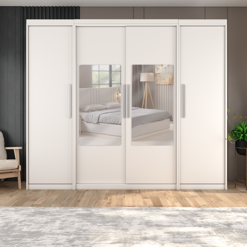 Sürgülü Gardırop kısmi Kapaklı SürgülüDolap 260cmPARLAKBEYAZ