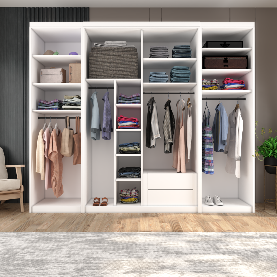 Sürgülü Gardırop kısmi Kapaklı SürgülüDolap 260cmPARLAKBEYAZ