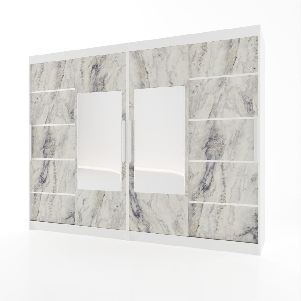 Sürgülü Gardırop Dört Kapaklı 280/210Cm(PARLAK BEYAZ FREZYA)