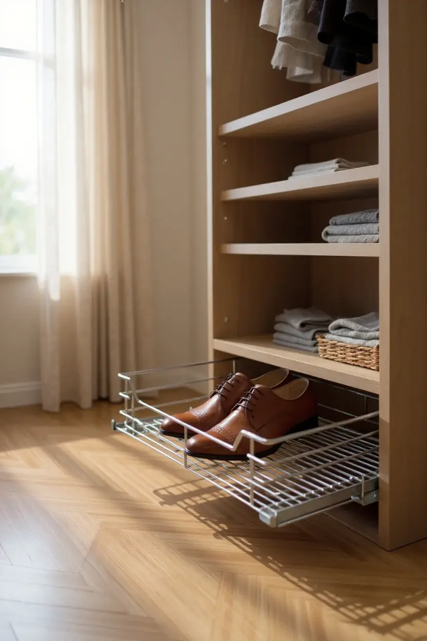 Dolap içi Yandan Raylı Teleskopik Ayakkabılık 15x55x50