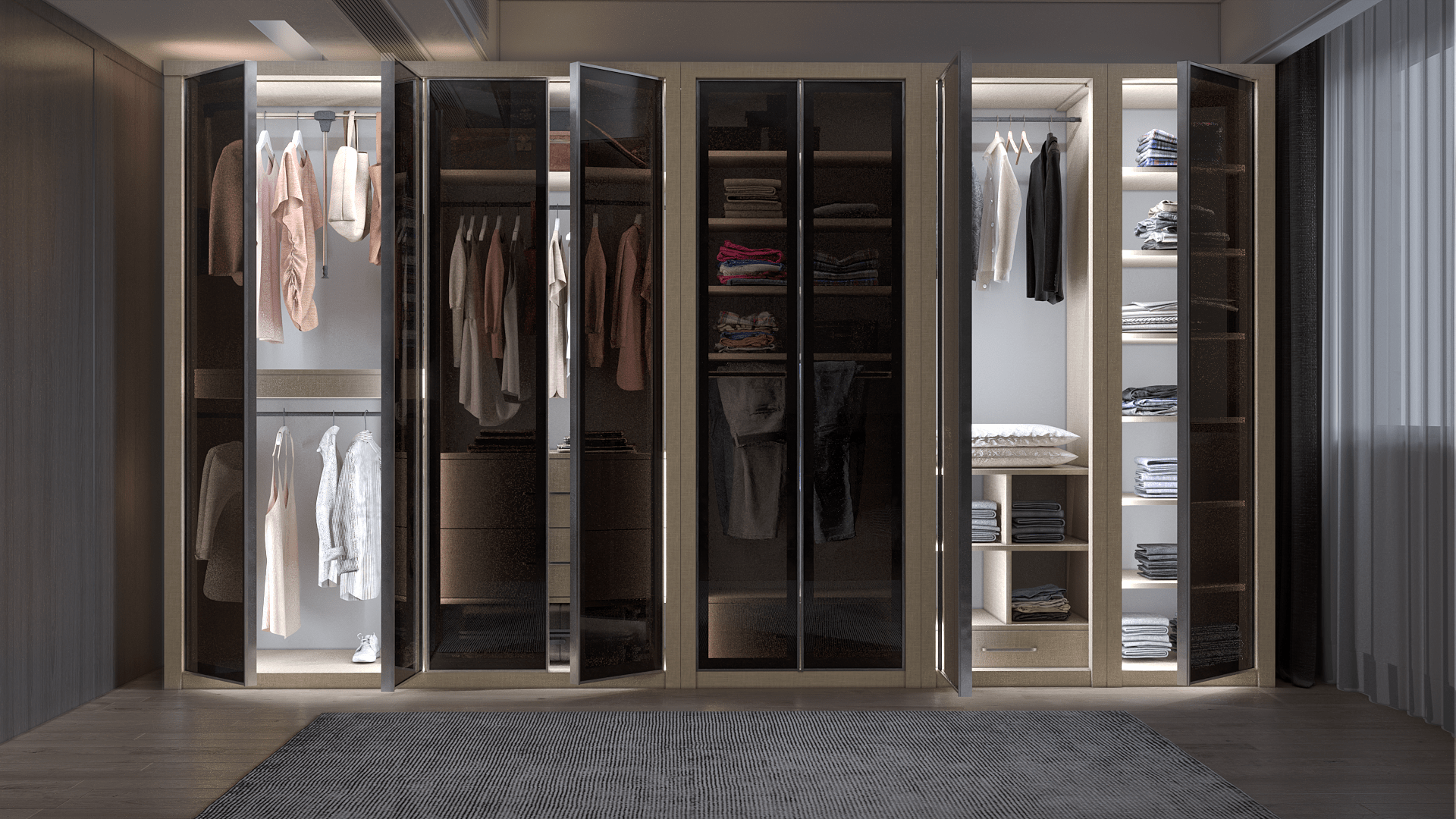 Alüminyum Çerçeveli Cam Kapaklı Gardırop (KOTON VİZON)