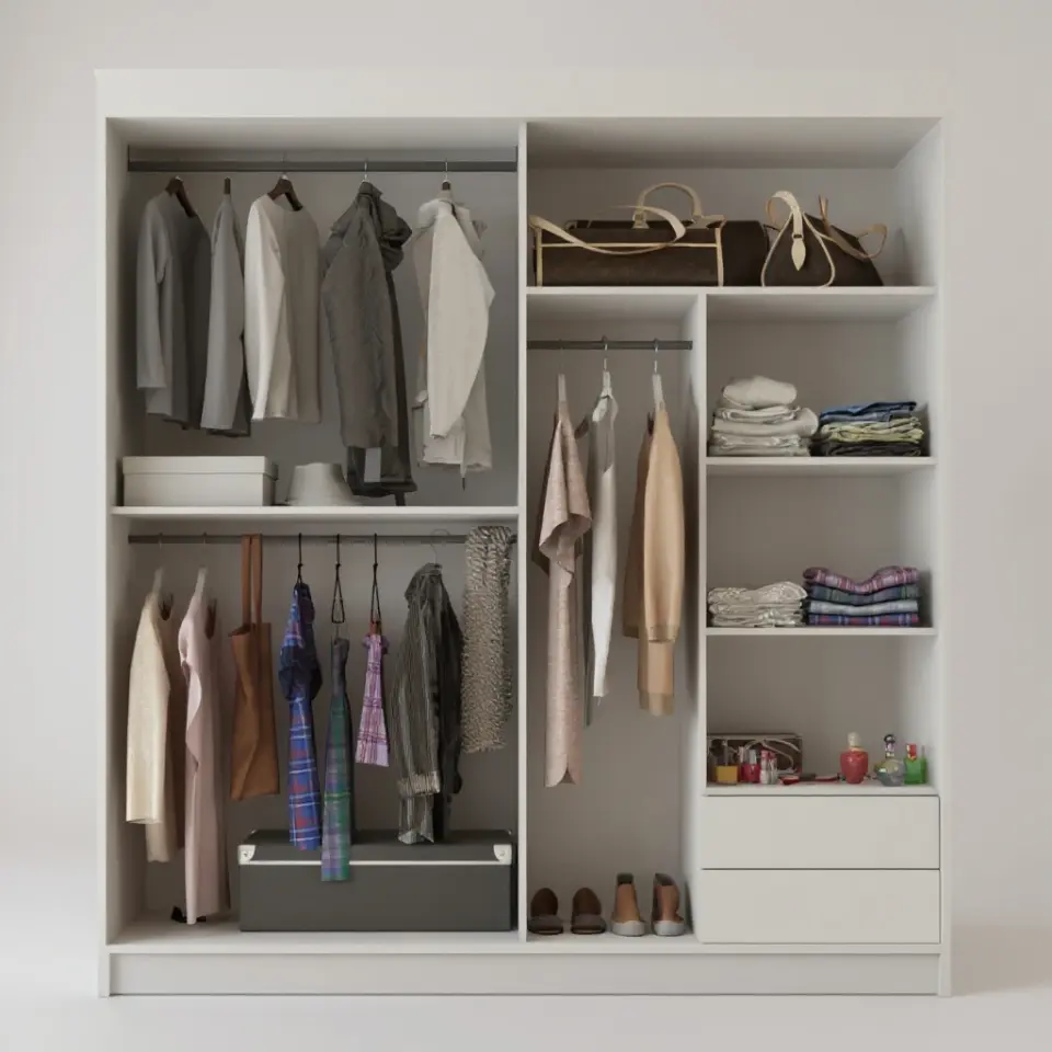 İki Kapaklı Sürgülü Gardırop 200/210 cm Parlak Beyaz