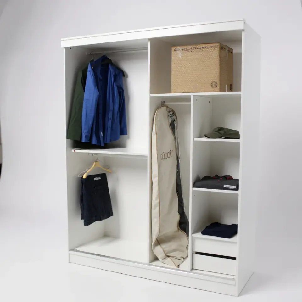 İki Kapaklı Sürgülü Gardırop 180x210 cm Parlak Beyaz