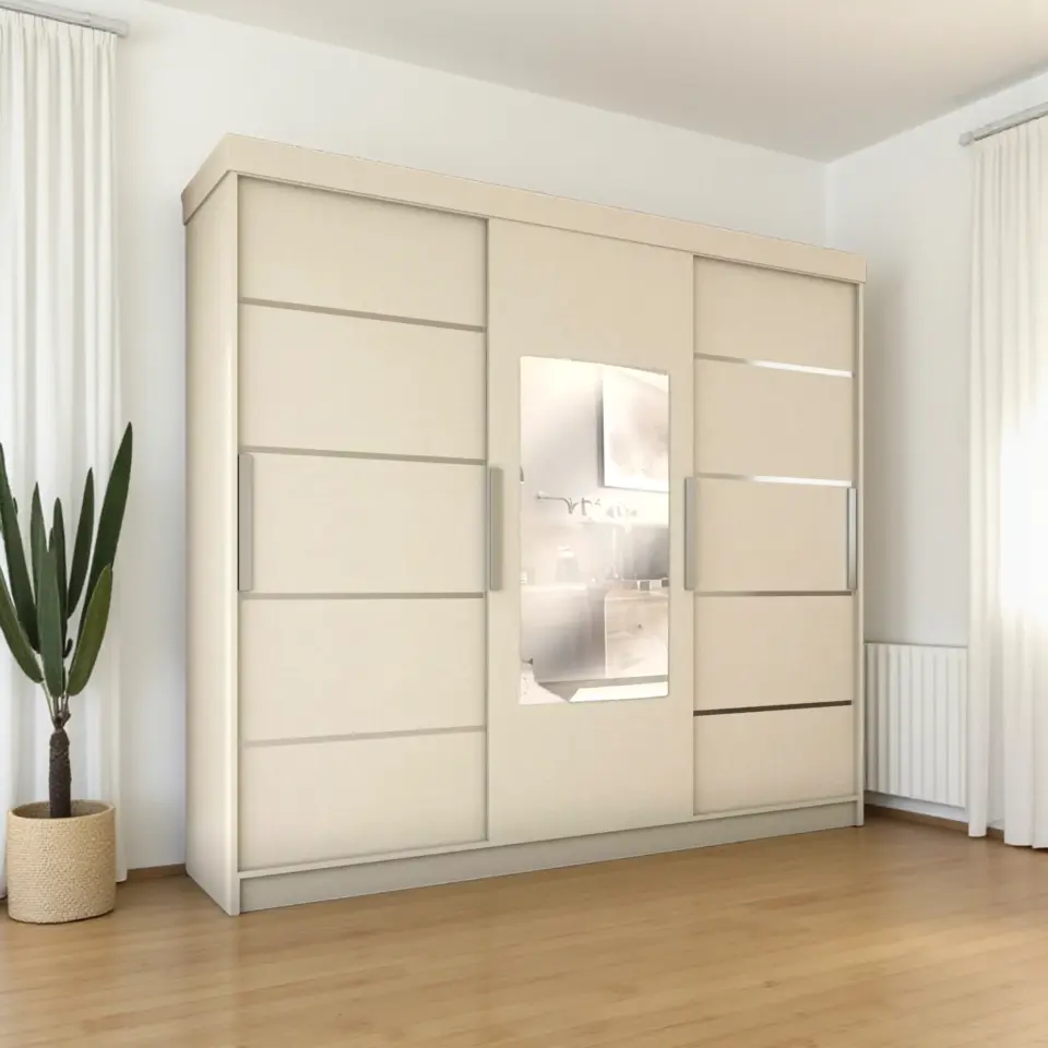 Sürgülü Gardırop Üç Kapaklı aynalı (275/210) KotonVizon
