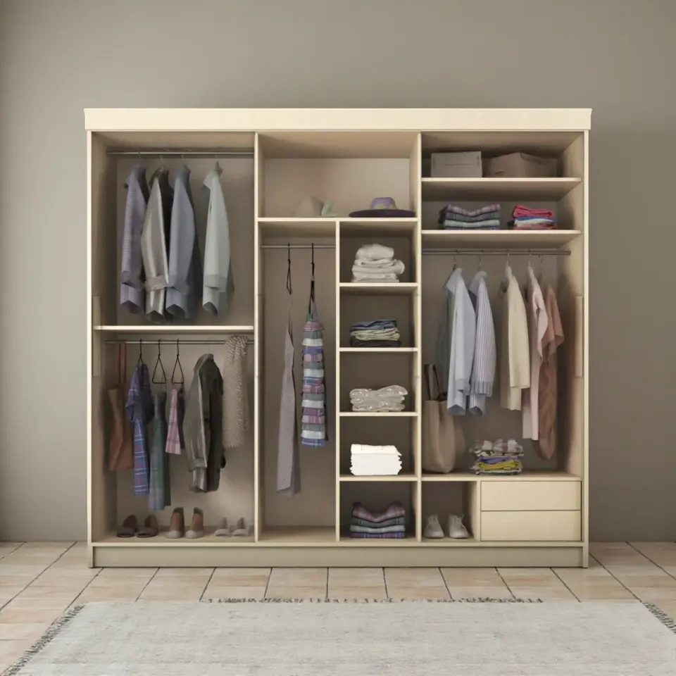 Sürgülü Gardırop Üç Kapaklı aynalı (275/210) KotonVizon