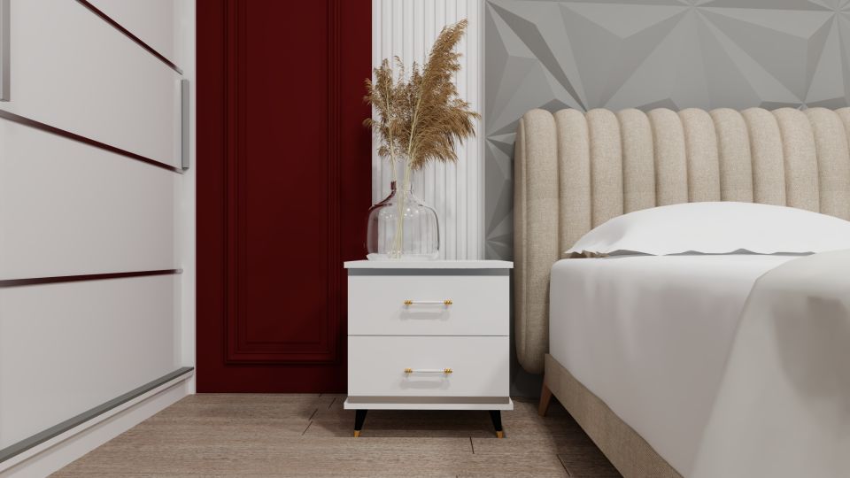 Sürgülü Gardırop Üç Kapaklı aynalı 280 Takım Şifonyer Ve Komodin