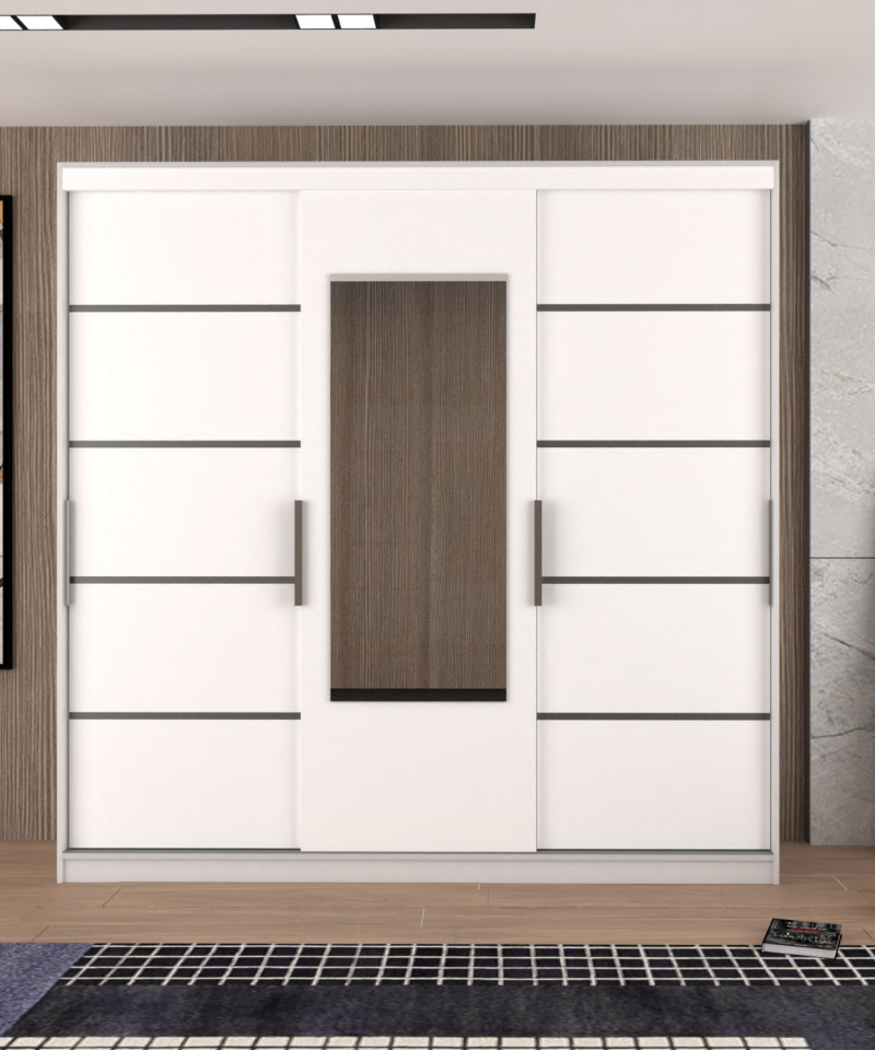 Sürgülü Gardırop Kısmi Kapaklı 280/245 Cm  (PARLAK BEYAZ)