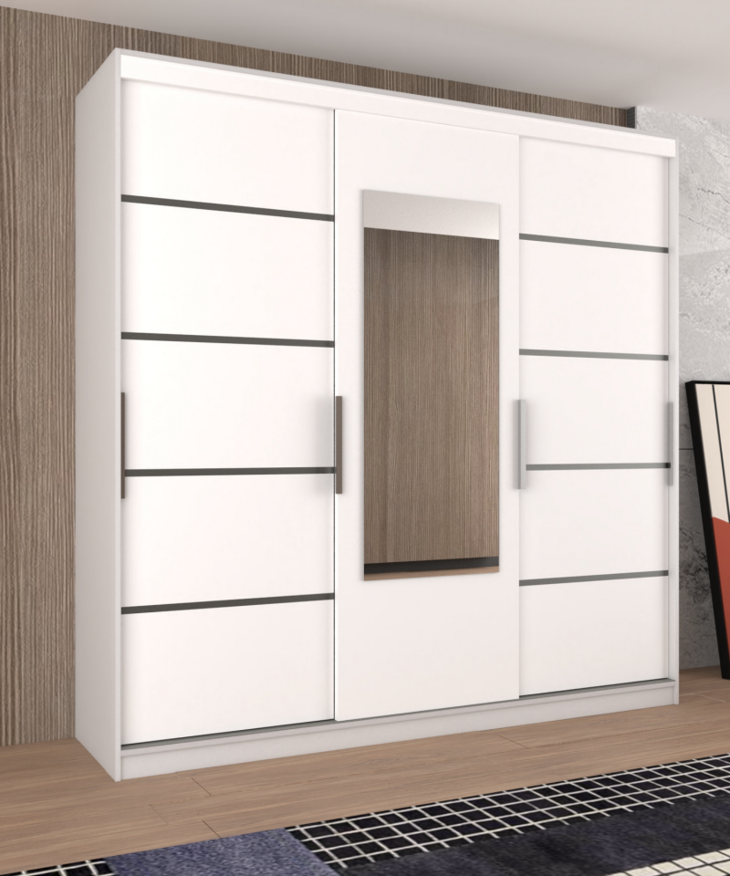 Sürgülü Gardırop Kısmi Kapaklı 280/245 Cm  (PARLAK BEYAZ)