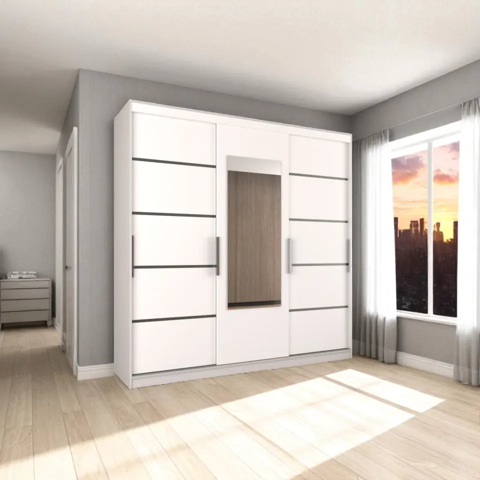 Beyaz Sürgülü Gardırop-280-245 Cm | Yılwood