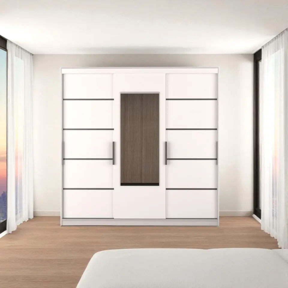 Beyaz Sürgülü Gardırop-280-245 Cm | Yılwood