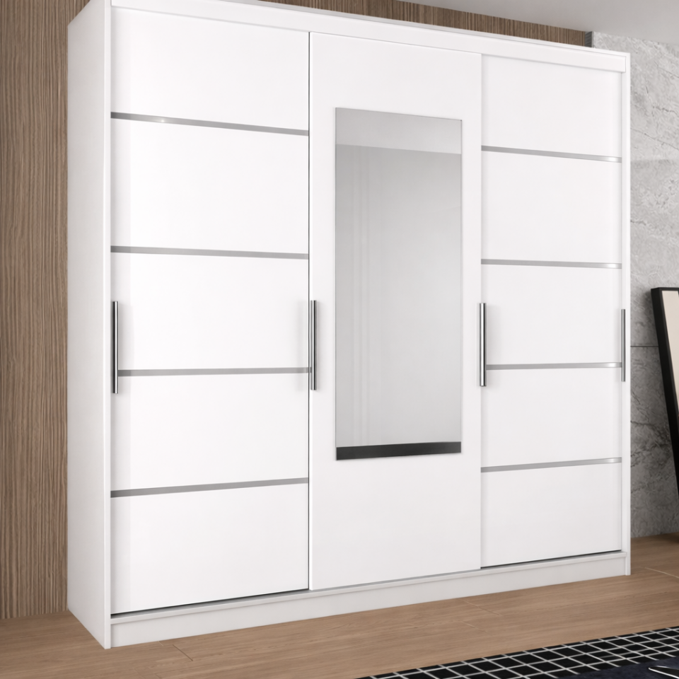 Beyaz Sürgülü Gardırop-280-245 Cm | Yılwood MDF'lam