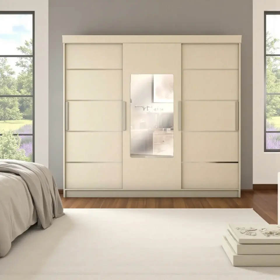 Sürgülü Gardırop Üç Kapaklı aynalı (275/210) KotonVizon MDF'lam