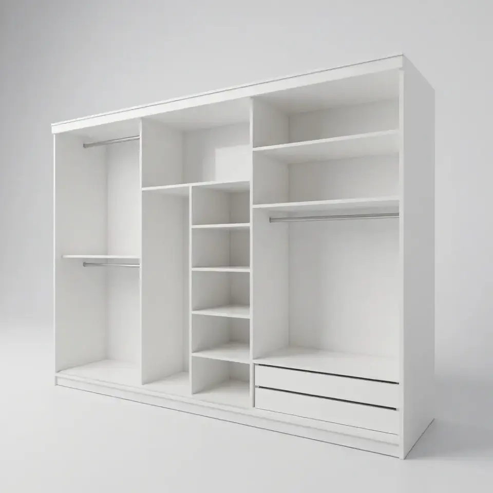 Üç Kapaklı Sürgülü Gardırop 240x210 cm Parlak Beyaz MDFLAM