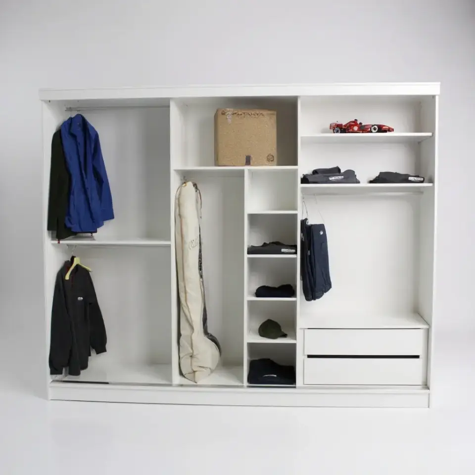 Üç Kapaklı Sürgülü Gardırop 240x210 cm Parlak Beyaz MDFLAM