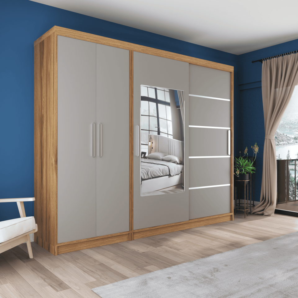 Sürgülü Gardırop Kısmı Kapaklı 270/210 cm (KÜL GRİ+UD) Mdflam