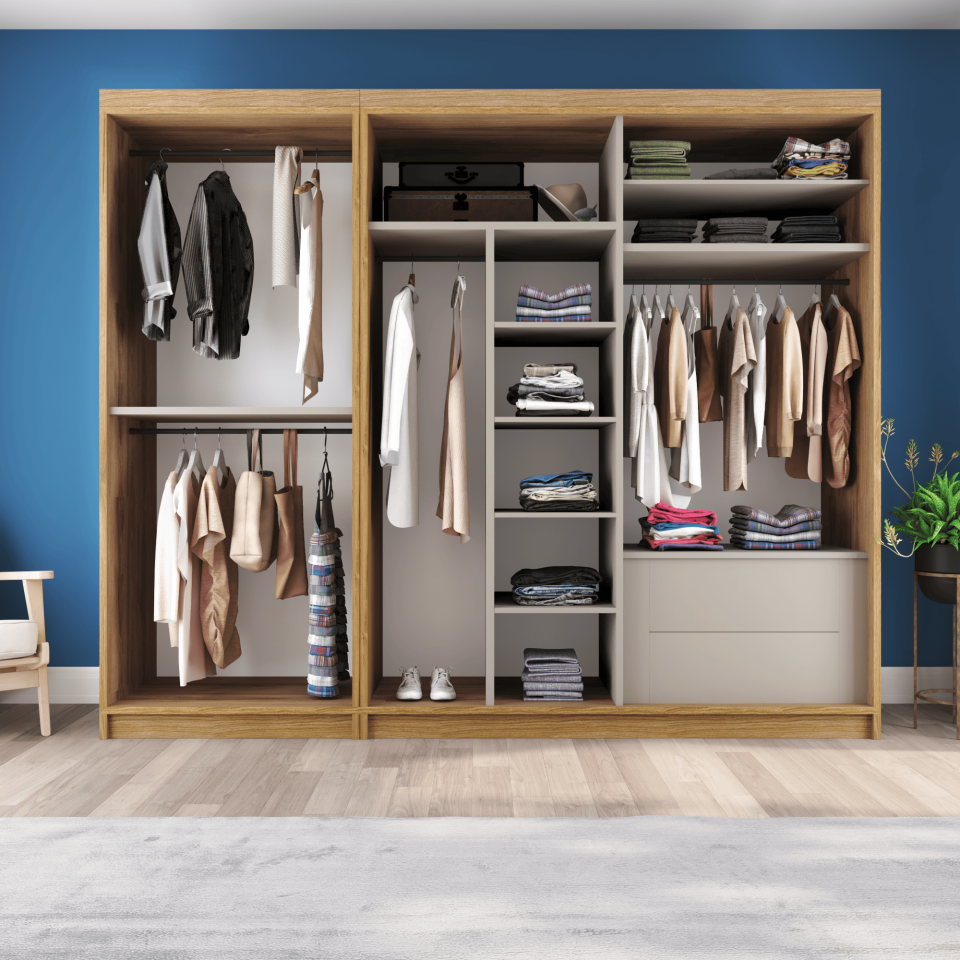 Sürgülü Gardırop Kısmı Kapaklı 270/210 cm (KÜL GRİ+UD) Mdflam