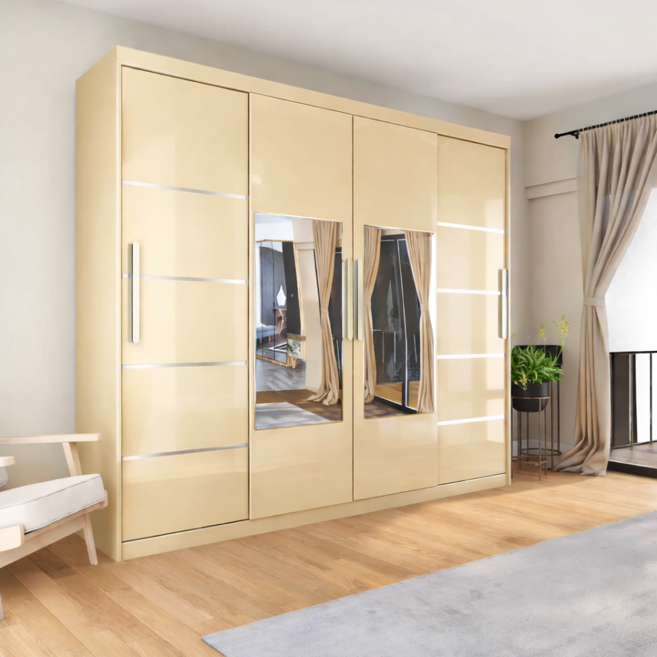 Sürgülü Gardırop Dört Kapaklı 400/210cm (KOTON VİZON) Mdflam