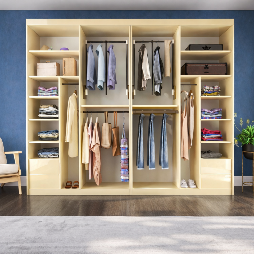 Sürgülü Gardırop Dört Kapaklı Aynalı 360/230 Cm Glossmax - Lak Panel