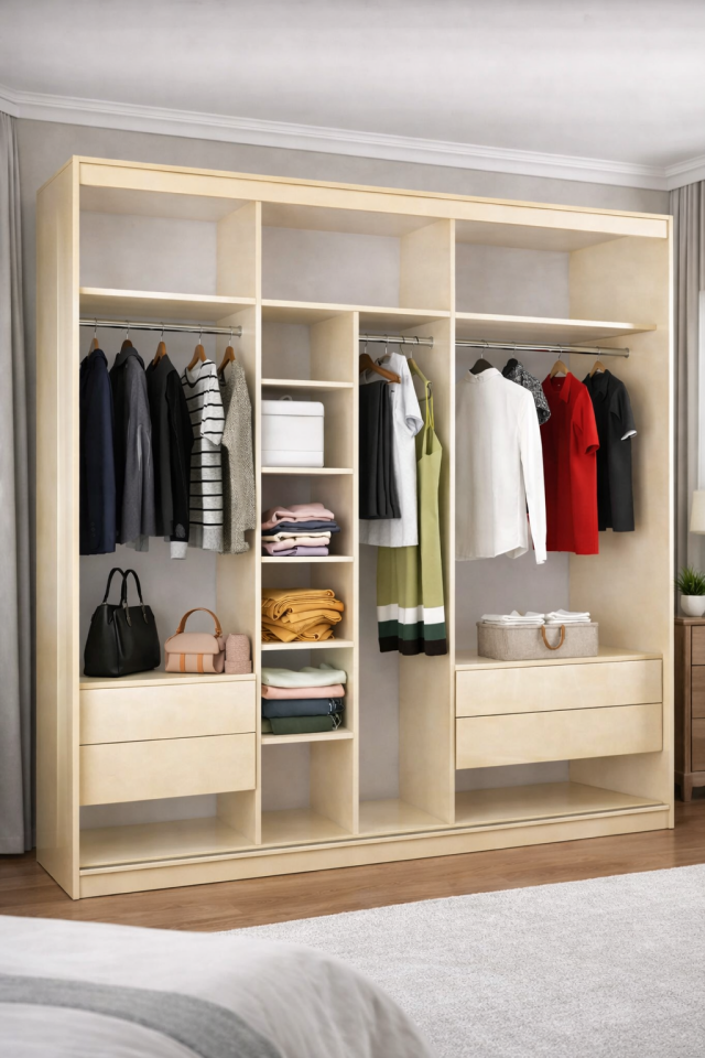 Sürgülü Gardırop Kısmi Kapaklı 240/245 Cm Glossmax - Lak Panel