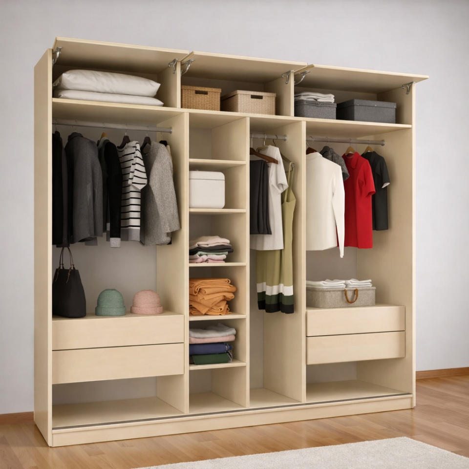 Sürgülü Gardırop Kısmi Kapaklı 240/245 Cm Glossmax - Lak Panel