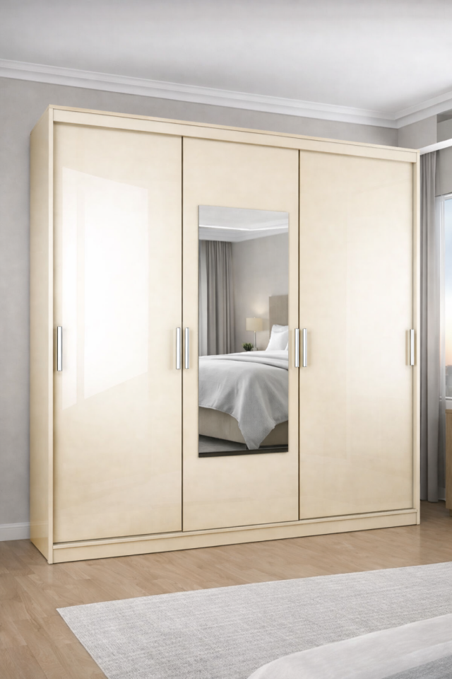 Sürgülü Gardırop Boydan Kapaklı 240/245 Cm Çıtasız Dolap Glossmax - Lak Panel