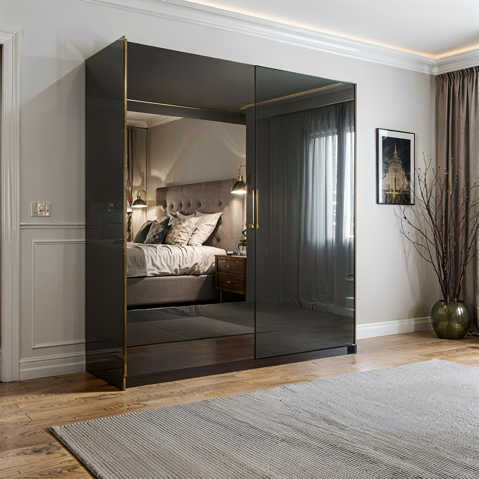 Sürgülü Gardırop iki kapaklı aynalı 200/210 Cm Glossmax - Lak Panel