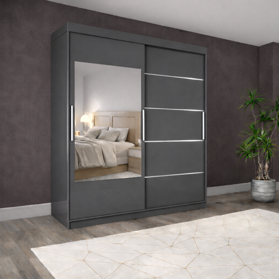 Sürgülü Gardırop iki kapaklı aynalı 140/210cm Glossmax - Lak Panel
