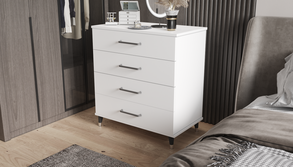 yılwood Şifonyer Aynalı Dört Çekmeceli  Glossmax - Lak Panel