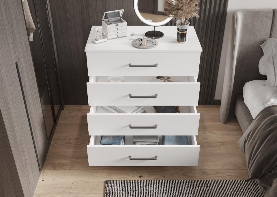 yılwood Şifonyer Aynalı Dört Çekmeceli  Glossmax - Lak Panel