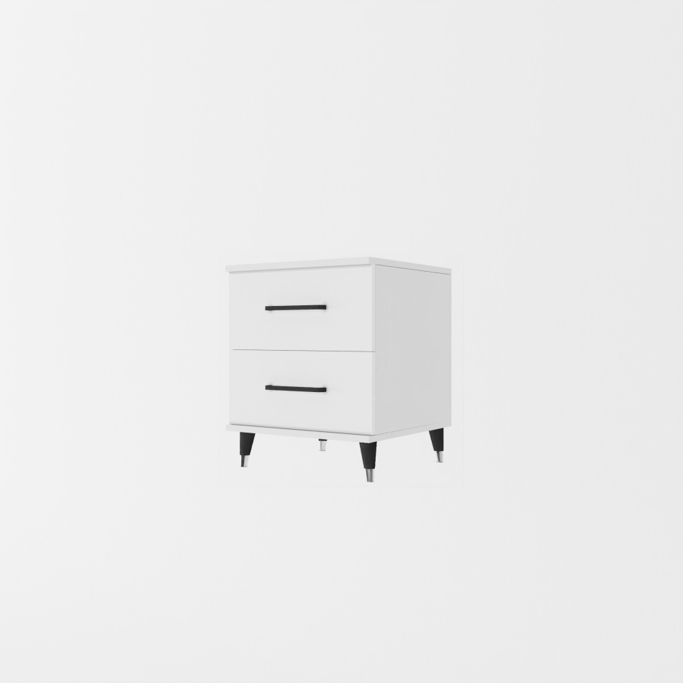 ribbon yılwood komodin iki Çekmeceli (PARLAK BEYAZ) Mdflam