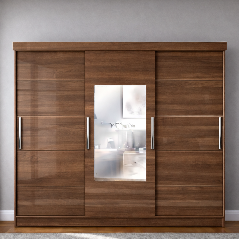 Sürgülü Gardırop Üç Kapaklı aynalı (275/210) glossmax - Lak Panel